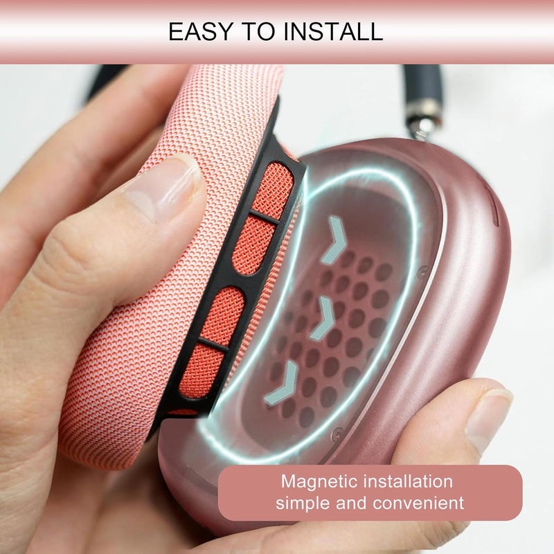 GEVO Upgraded Ear Cushions Replacement Earpads for Apple AirPods Max Headphones, Protein Leather Ear Pads Cover with Memory Foam and Magnet for AirPods Max (Pink) - Image 3